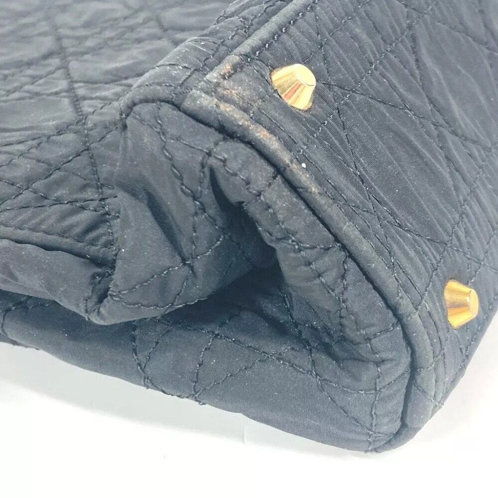 Auth Dior vintage Cannage Quilted Bag Hand Bag Leather / Nylon Black - Picture 12 of 13